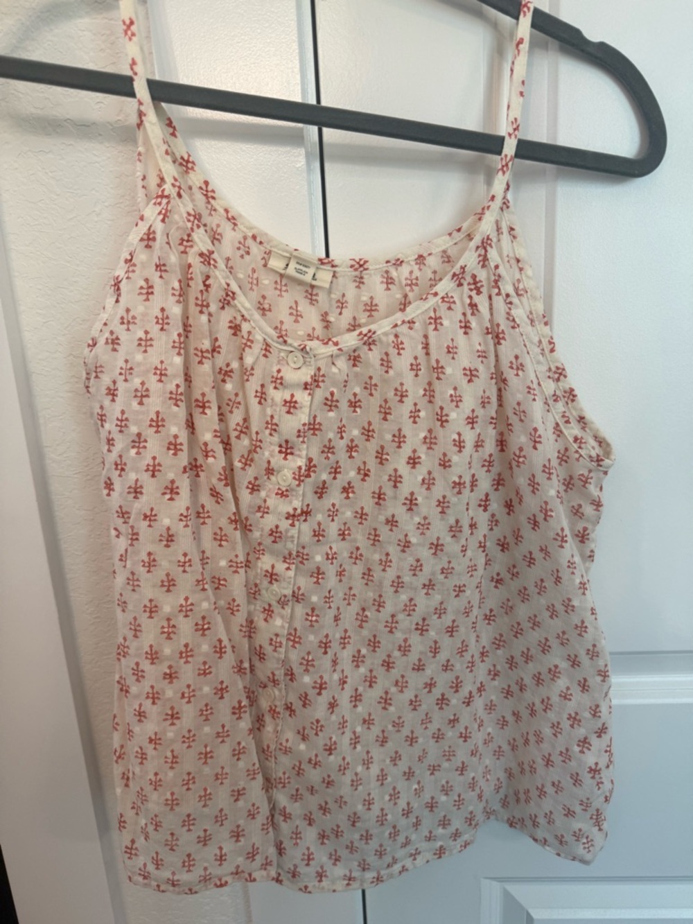 a.n.a Cream Spaghetti Strap Tank with Red Print